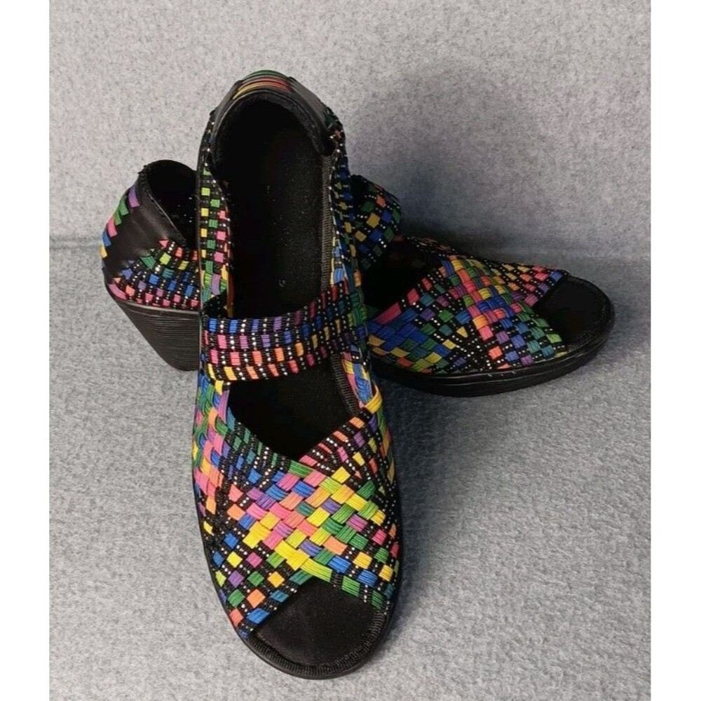 Baretraps Umma Omens 8.5 Rainbow Woven Mary Jane Wedge Sandals Memory Foam Open